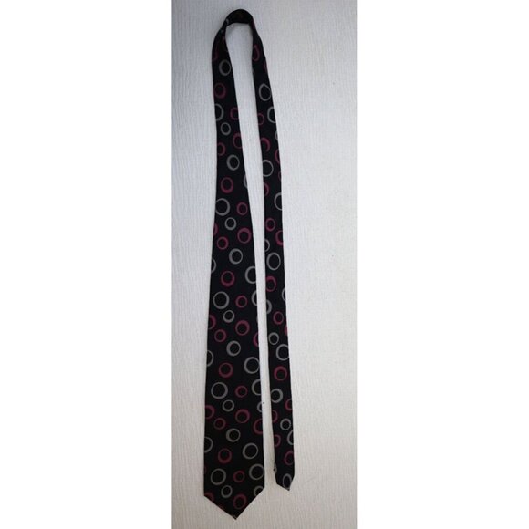 HENRY GRETHEL - MEN'S BLACK PINK GRAY PRINT PRINT 100% SILK TIE- MADE IN USA - Picture 3 of 7